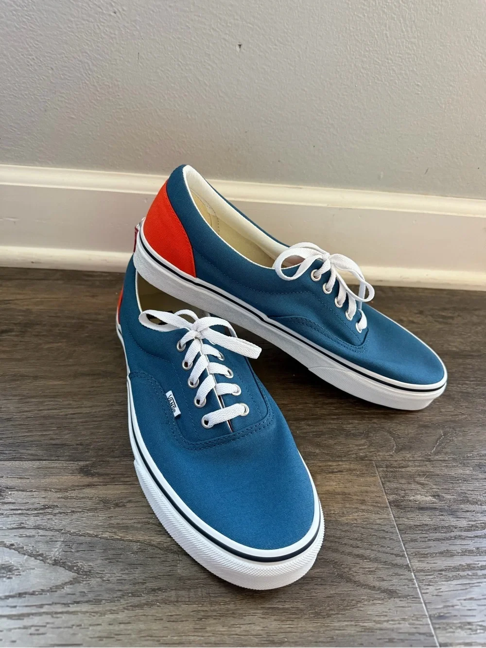 Vans Custom Men's Era Blue & Orange Canvas Lace-Up Sneakers Size 11